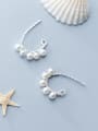 thumb 925 sterling silver imitation pearl Irregular minimalist hook earring 1