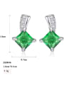 thumb 925 Sterling Silver Cubic Zirconia Green Geometric Minimalist Stud Earring 1