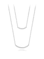 thumb 925 Sterling Silver Cubic Zirconia Geometric Minimalist Multi Strand Necklace 4