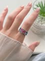 thumb 925 Sterling Silver Enamel Flower Vintage Band Ring 1