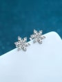 thumb 925 Sterling Silver Moissanite Snow Flower Dainty Stud Earring 2