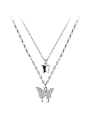 thumb 925 Sterling Silver Butterfly Minimalist Multi Strand Necklace 0