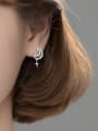 thumb 925 Sterling Silver Cubic Zirconia Cross Dainty Stud Earring 1