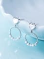 thumb 925 Sterling Silver Imitation Pearl  Heart Round Trend Drop Earring 0