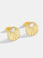 thumb Brass Rhinestone Geometric Vintage Round Folding Fan Earrings 2