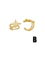 thumb Brass Cubic Zirconia Clover Hip Hop Clip Earring 2