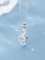 thumb 925 Sterling Silver Simple fashion notes diamond pendant Necklace 2