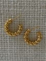 thumb Brass Twist Geometric Ethnic Hoop Earring 2