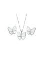 thumb Brass Shell  Minimalist Butterfly  Earring and Necklace Set 1