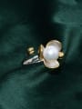 thumb Brass Freshwater Pearl Flower Vintage Band Ring 3