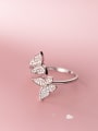 thumb 925 Sterling Silver Cubic Zirconia Butterfly Dainty Band Ring 0
