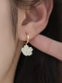 thumb 925 Sterling Silver Resin Flower Minimalist Huggie Earring 1