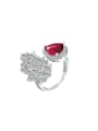thumb Brass Cubic Zirconia Leaf Luxury Band Ring 0