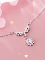 thumb 925 Sterling Silver Personality wings small flowers diamonds Necklace 0