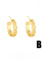 thumb Brass Cubic Zirconia Heart Minimalist Stud Earring 3