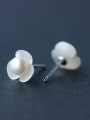 thumb 925 Sterling Silver Imitation Pearl Flower Minimalist Stud Earring 1