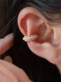 thumb 925 Sterling Silver Imitation Pearl Geometric Minimalist Clip Earring 1