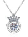 thumb Sterling Silver 0.5 CT Moissanite Crown Dainty  Pendant Necklace 2
