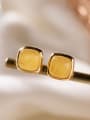thumb 925 Sterling Silver Amber Square Minimalist Stud Earring 3