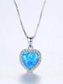 thumb 925 Sterling Silver Opal Multi Color heart Necklace 3