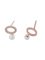 thumb S925 pure silver minimalist circle micro inlaid with zircon Shell Bead Earrings 4