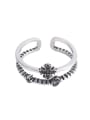 thumb 925 Sterling Silver Rhinestone Flower Vintage Stackable Ring 0