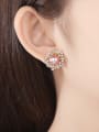 thumb 925 Sterling Silver Cubic Zirconia Flower Statement Stud Earring 1