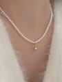 thumb 925 Sterling Silver Freshwater Pearl Heart Vintage Beaded Necklace 1