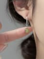 thumb 925 Sterling Silver Jade Geometric Vintage Hook Earring 1