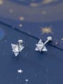 thumb 925 Sterling Silver Cubic Zirconia White Triangle Cute Stud Earrings 2