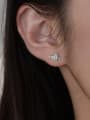 thumb 925 Sterling Silver Cubic Zirconia Heart Minimalist Stud Earring 1