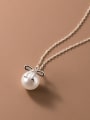 thumb 925 Sterling Silver Imitation Pearl Bowknot Minimalist Necklace 0