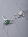 thumb 925 Sterling Silver Cats Eye Irregular Vintage Necklace 3