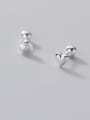 thumb 925 Sterling Silver smooth Heart Minimalist Stud Earring 3
