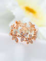 thumb Copper Cubic Zirconia Flower Dainty Free Size Ring 2