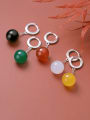 thumb 925 Sterling Silver Natural Stone Ball Minimalist Huggie Earring 0