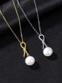 thumb 925 Sterling Silver Freshwater Pearl Bowknot Minimalist Necklace 2