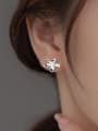 thumb 925 Sterling Silver Rhinestone Flower Minimalist Stud Earring 1