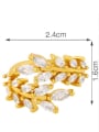 thumb Brass Cubic Zirconia Leaf Dainty Band Ring 3
