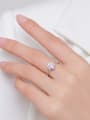 thumb 925 Sterling Silver Opal Heart Dainty Band Ring 1