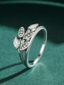 thumb 925 Sterling Silver Cubic Zirconia Leaf Vintage Band Ring 3