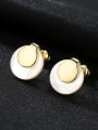 thumb 925 Sterling Silver Shell White Round Minimalist Stud Earring 2