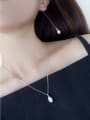 thumb 925 sterling silver simple smooth Water Drop Pendant Necklace 2