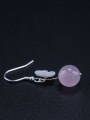 thumb 925 Sterling Silver Pink Crystal Shell Flower Vintage Hook Earring 3