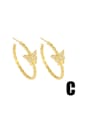 thumb Brass Cubic Zirconia Star Vintage Hoop Earring 4