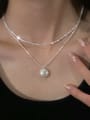 thumb 925 Sterling Silver Imitation Pearl Geometric Minimalist Necklace 3