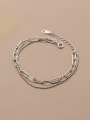 thumb 925 Sterling Silver Geometric Minimalist Strand Bracelet 1