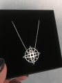 thumb 925 Sterling Silver Simple Hollow Round Flower Pendant Necklace 2