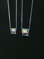 thumb 925 Sterling Silver Crystal Square Minimalist Necklace 0