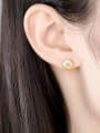 thumb 925 Sterling Silver Rhinestone Square Minimalist Stud Earring 1